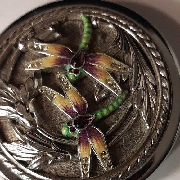 SALE! Brighton Vintage Silver/Multicolor Dragonfly Compact - Picture 11 of 15